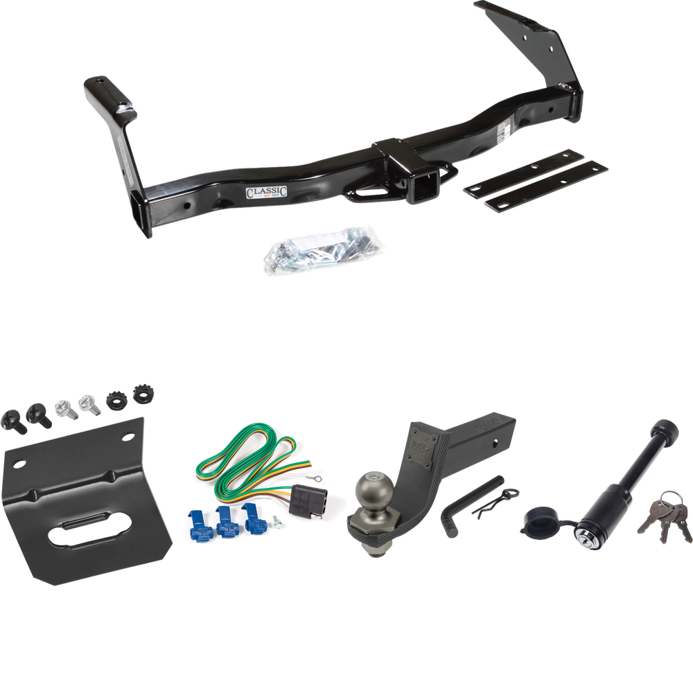 Fits 1978-1980 Dodge B100 Trailer Hitch Tow PKG w/ 4-Flat Wiring + Interlock Tactical Starter Kit w/ 3-1/4" Drop & 2" Ball + Tactical Dogbone Lock + Wiring Bracket By Draw-Tite