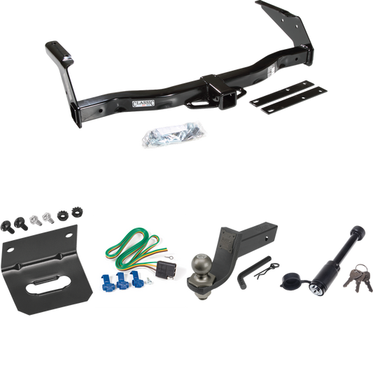 Fits 1978-1980 Dodge B100 Trailer Hitch Tow PKG w/ 4-Flat Wiring + Interlock Tactical Starter Kit w/ 3-1/4" Drop & 2" Ball + Tactical Dogbone Lock + Wiring Bracket By Draw-Tite