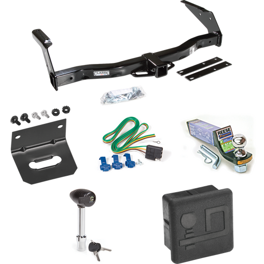 Fits 1981-1994 Dodge B350 Trailer Hitch Tow PKG w/ 4-Flat Wiring + Starter Kit Ball Mount w/ 2" Drop & 1-7/8" Ball + Wiring Bracket + Hitch Lock + Hitch Cover By Draw-Tite