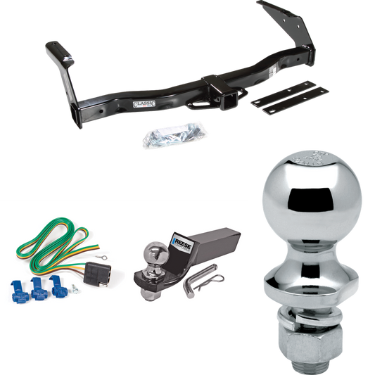 Fits 1978-1980 Dodge B200 Trailer Hitch Tow PKG w/ 4-Flat Wiring + Starter Kit Ball Mount w/ 2" Drop & 2" Ball + 1-7/8" Ball By Draw-Tite