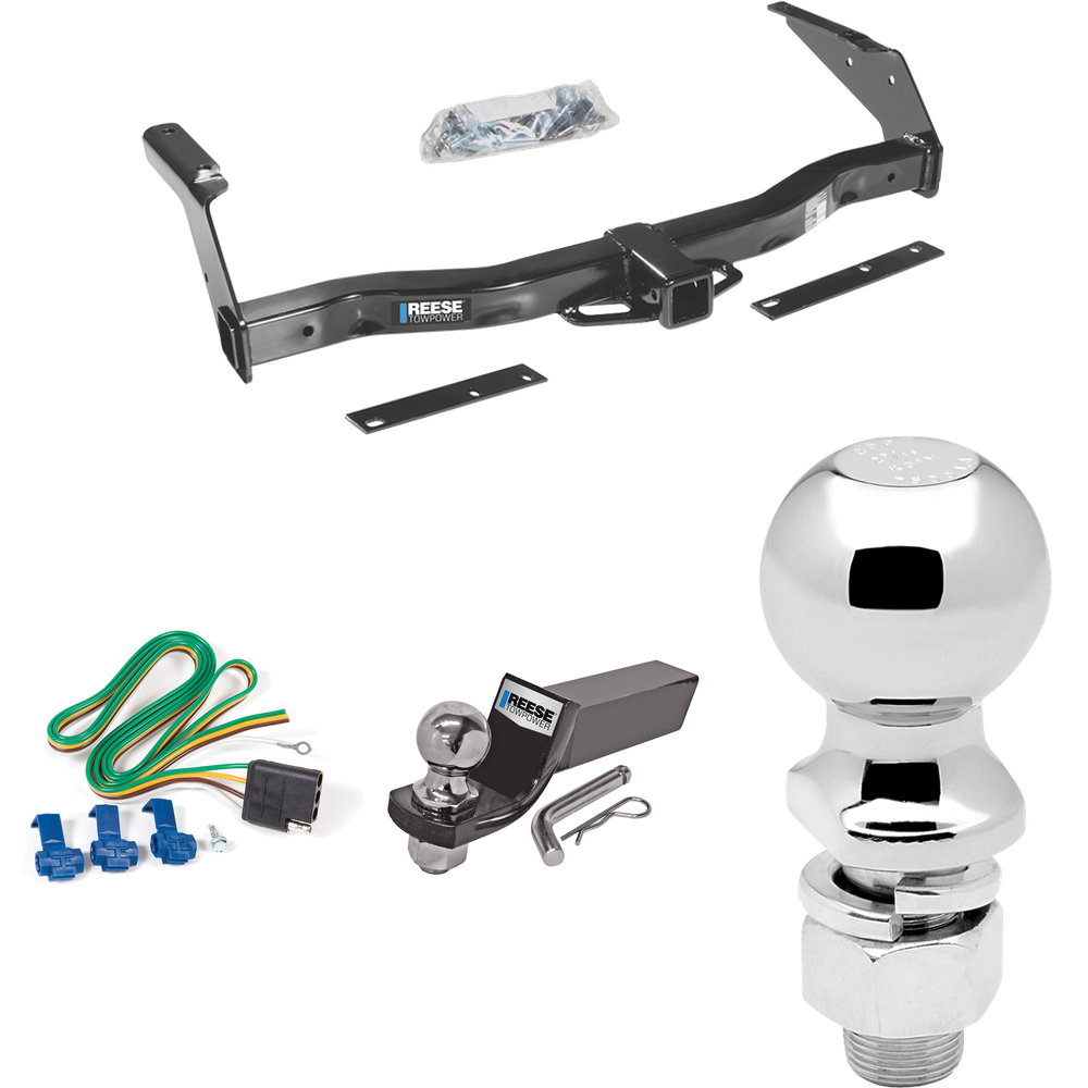 Fits 1978-1980 Dodge B300 Trailer Hitch Tow PKG w/ 4-Flat Wiring + Starter Kit Ball Mount w/ 2" Drop & 2" Ball + 2-5/16" Ball By Reese Towpower