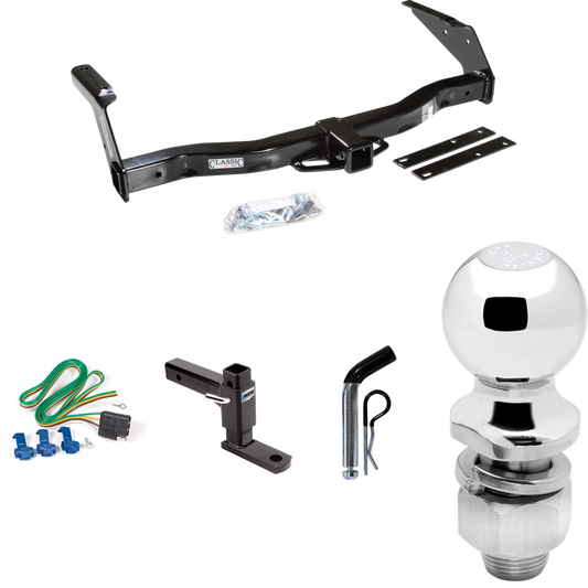 Fits 1981-1994 Dodge B150 Trailer Hitch Tow PKG w/ 4-Flat Wiring Harness + Adjustable Drop Rise Ball Mount + Pin/Clip + 2" Ball By Draw-Tite