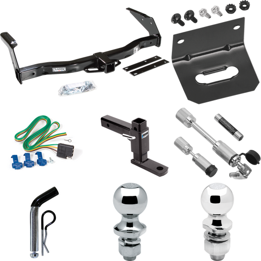 Fits 1978-1980 Dodge B300 Trailer Hitch Tow PKG w/ 4-Flat Wiring Harness + Adjustable Drop Rise Ball Mount + Pin/Clip + 2" Ball + 1-7/8" Ball + Dual Hitch & Coupler Locks By Draw-Tite