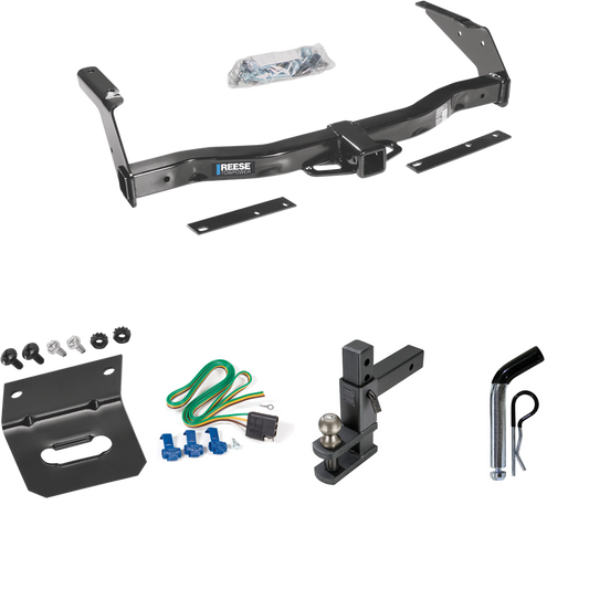 Fits 1999-2000 Dodge Ram 1500 Van Trailer Hitch Tow PKG w/ 4-Flat Wiring Harness + Adjustable Drop Rise Clevis Hitch Ball Mount w/ 2" Ball + Pin/Clip + Wiring Bracket By Reese Towpower