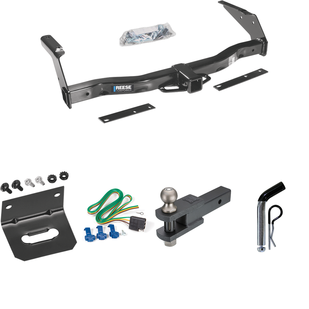 Fits 1981-1994 Dodge B350 Trailer Hitch Tow PKG w/ 4-Flat Wiring Harness + Clevis Hitch Ball Mount w/ 2" Ball + Pin/Clip + Wiring Bracket By Reese Towpower