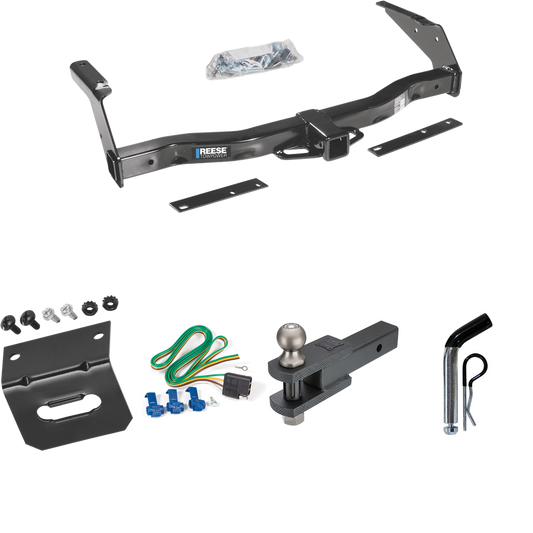 Fits 1981-1994 Dodge B350 Trailer Hitch Tow PKG w/ 4-Flat Wiring Harness + Clevis Hitch Ball Mount w/ 2" Ball + Pin/Clip + Wiring Bracket By Reese Towpower