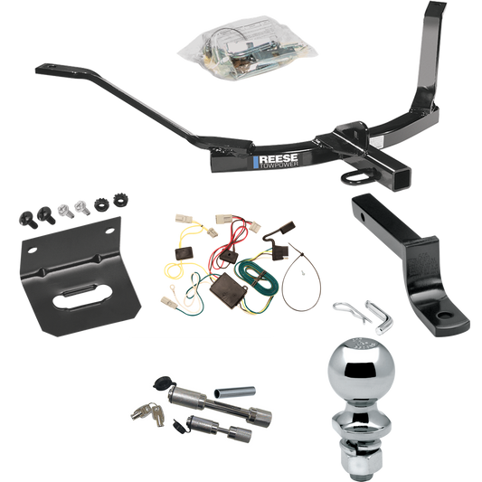 Se adapta al paquete de enganche de remolque Honda Accord 2003-2007 con arnés de cableado de 4 planos + barra de tracción + bola de 2" + soporte de cableado + enganche doble y cerraduras de acoplador (para modelos sedán) de Reese Towpower