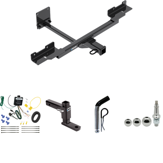 Fits 2012-2015 Mercedes-Benz ML350 Trailer Hitch Tow PKG w/ 4-Flat Wiring + Adjustable Drop Rise Ball Mount + Pin/Clip + Inerchangeable 1-7/8" & 2" & 2-5/16" Balls (Excludes: w/Active Curve System Models) By Reese Towpower