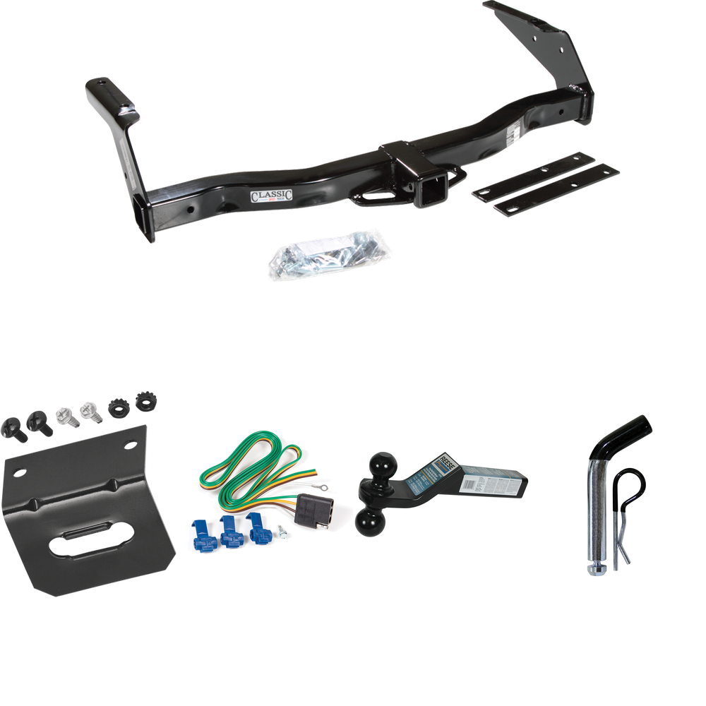 Fits 1981-1994 Dodge B350 Trailer Hitch Tow PKG w/ 4-Flat Wiring Harness + Dual Ball Ball Mount 2" & 2-5/16" Trailer Balls + Pin/Clip +  Wiring Bracket By Draw-Tite