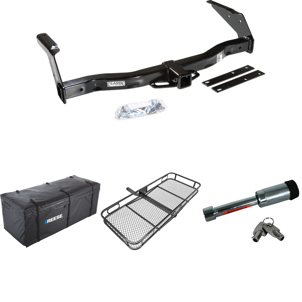 Fits 1978-1980 Dodge B300 Trailer Hitch Tow PKG w/ 60" x 24" Cargo Carrier + Cargo Bag + Hitch Lock By Draw-Tite