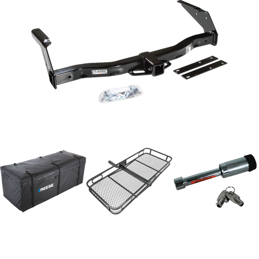 Fits 1999-2003 Dodge Ram 3500 Van Trailer Hitch Tow PKG w/ 60" x 24" Cargo Carrier + Cargo Bag + Hitch Lock By Draw-Tite