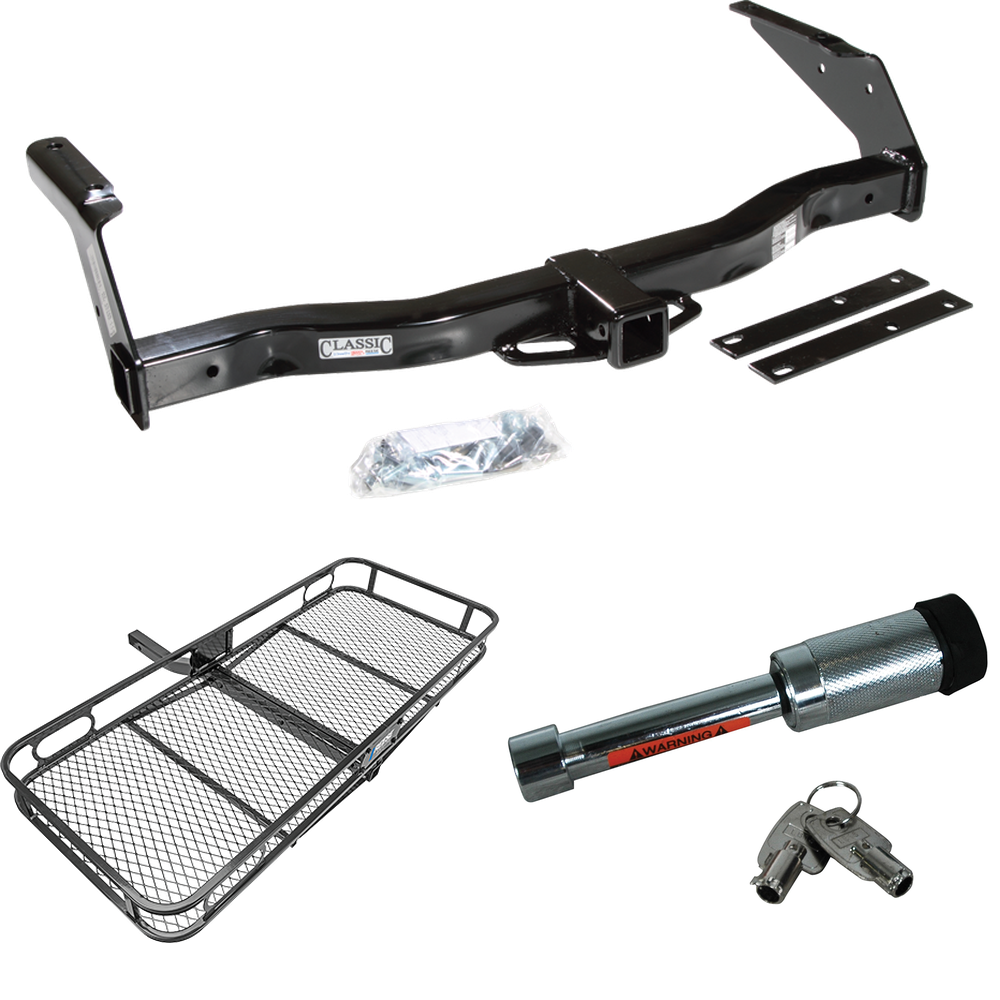 Fits 1995-1998 Dodge B2500 Trailer Hitch Tow PKG w/ 60" x 24" Cargo Carrier + Hitch Lock By Draw-Tite