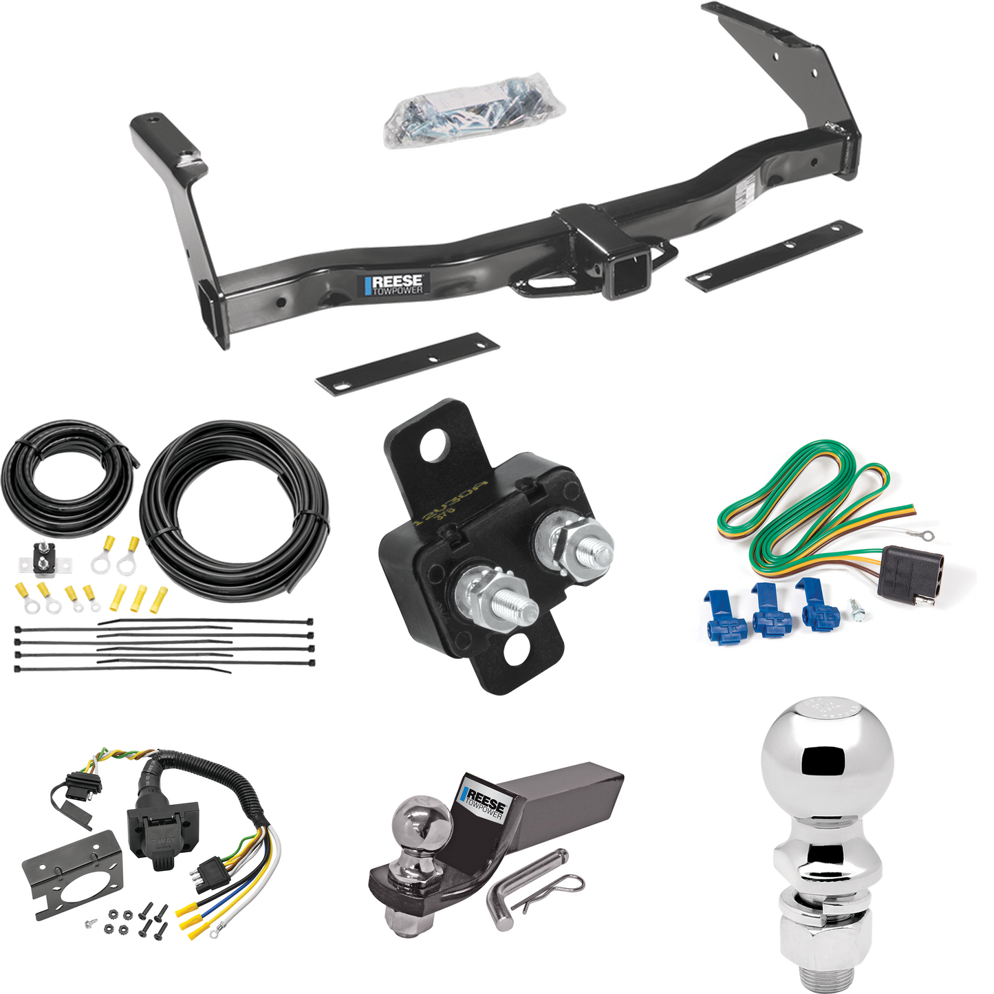 Fits 1995-1998 Dodge B3500 Trailer Hitch Tow PKG w/ 7-Way RV Wiring + 2" & 2-5/16" Ball + Drop Mount By Reese Towpower