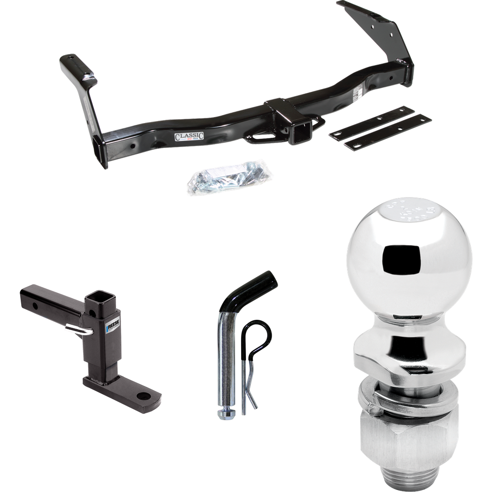 Fits 1981-1994 Dodge B150 Trailer Hitch Tow PKG w/ Adjustable Drop Rise Ball Mount + Pin/Clip + 2" Ball By Draw-Tite