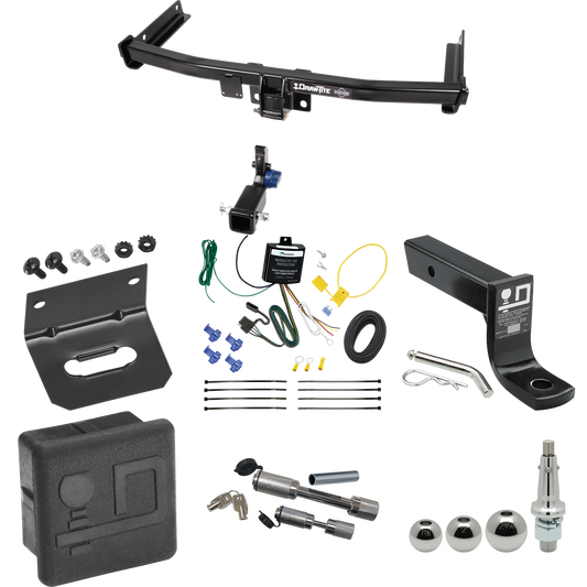 Fits 2019-2022 Audi Q3 Trailer Hitch Tow PKG w/ 4-Flat Wiring + Ball Mount w/ 4" Drop + Interchangeable Ball 1-7/8" & 2" & 2-5/16" + Wiring Bracket + Dual Hitch & Coupler Locks + Hitch Cover By Draw-Tite