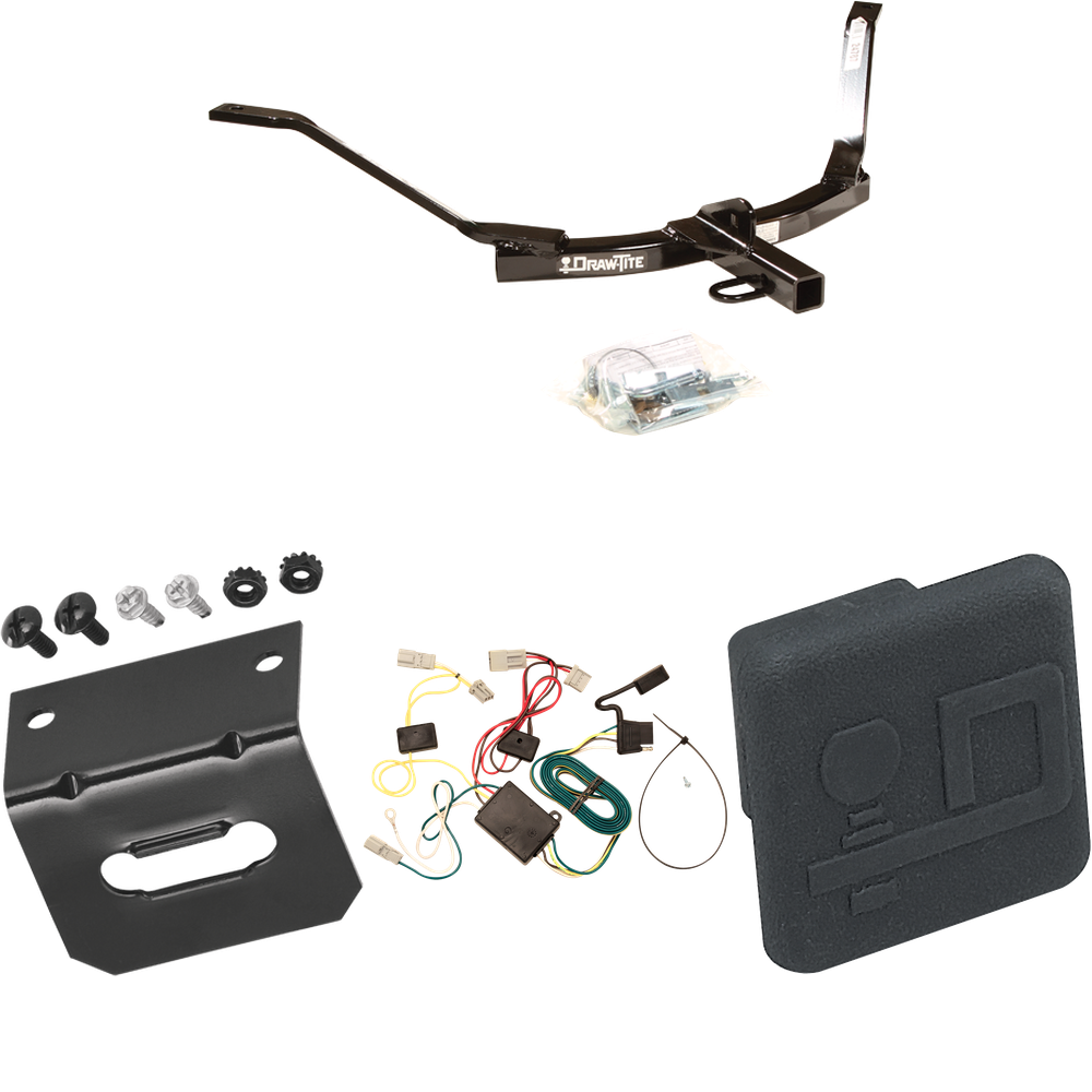 Fits 2003-2007 Honda Accord Trailer Hitch Tow PKG w/ 4-Flat Wiring Harness + Hitch Cover (For Sedan Models) By Draw-Tite