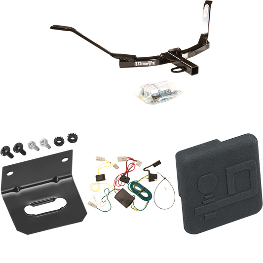 Fits 2003-2007 Honda Accord Trailer Hitch Tow PKG w/ 4-Flat Wiring Harness + Hitch Cover (For Sedan Models) By Draw-Tite