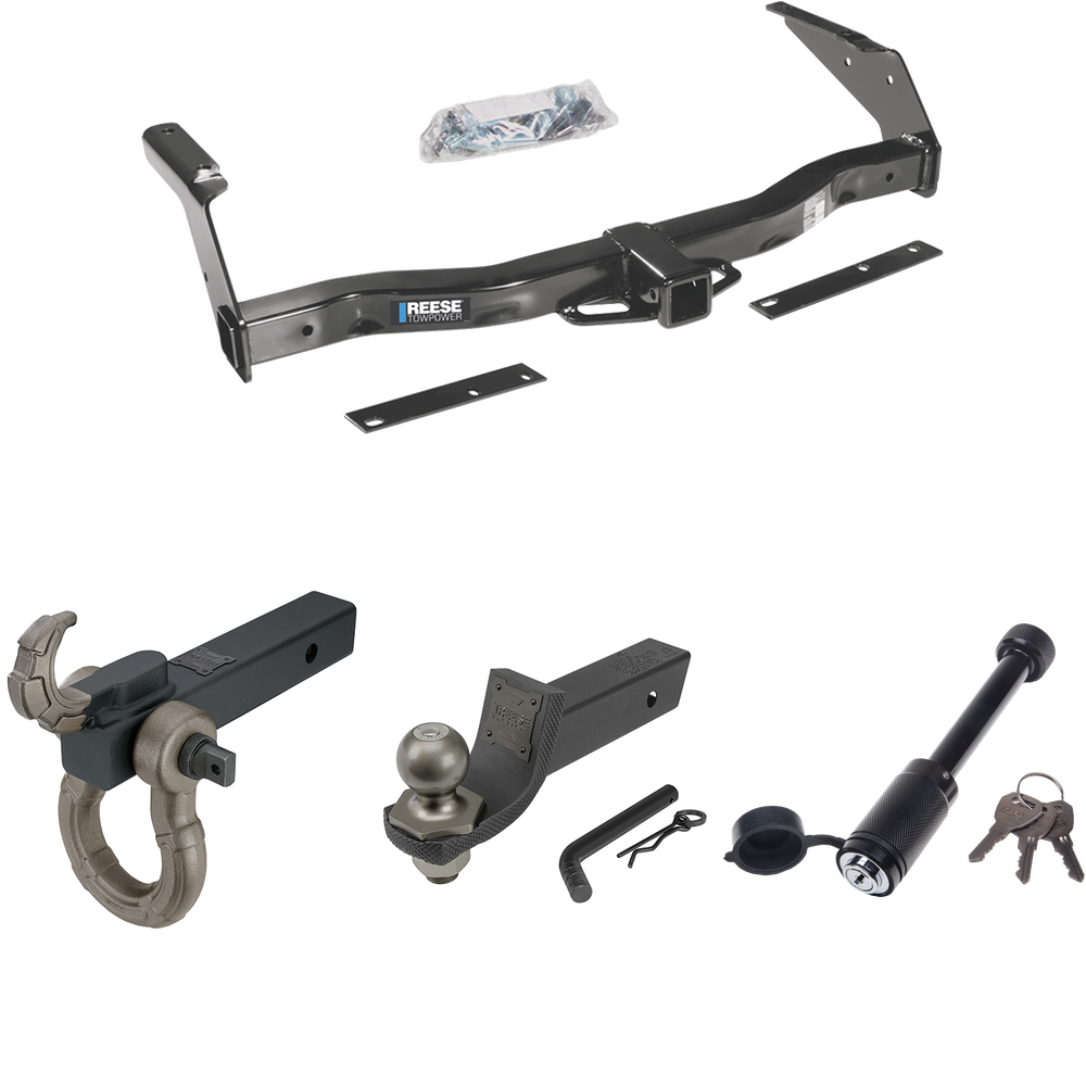 Fits 1995-1998 Dodge B3500 Trailer Hitch Tow PKG + Interlock Tactical Starter Kit w/ 2" Drop & 2" Ball + Tactical Hook & Shackle Mount + Tactical Dogbone Lock By Reese Towpower