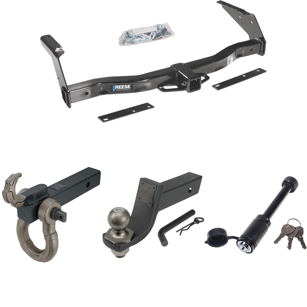 Fits 1999-2000 Dodge Ram 3500 Van Trailer Hitch Tow PKG + Interlock Tactical Starter Kit w/ 3-1/4" Drop & 2" Ball + Tactical Hook & Shackle Mount + Tactical Dogbone Lock By Reese Towpower