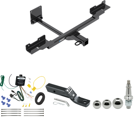 Fits 2016-2019 Mercedes-Benz GLE350 Trailer Hitch Tow PKG w/ 4-Flat Wiring + Ball Mount w/ 2" Drop + Interchangeable Ball 1-7/8" & 2" & 2-5/16" (Excludes: w/Active Curve System Models) By Reese Towpower