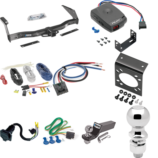 Se adapta al paquete de remolque de enganche para camioneta Dodge Ram 1500 1999-2000 con control de freno piloto serie Pro + adaptador de cableado BC genérico + cableado RV de 7 vías + soporte de bola y caída de 2" y 2-5/16" de Reese Towpower