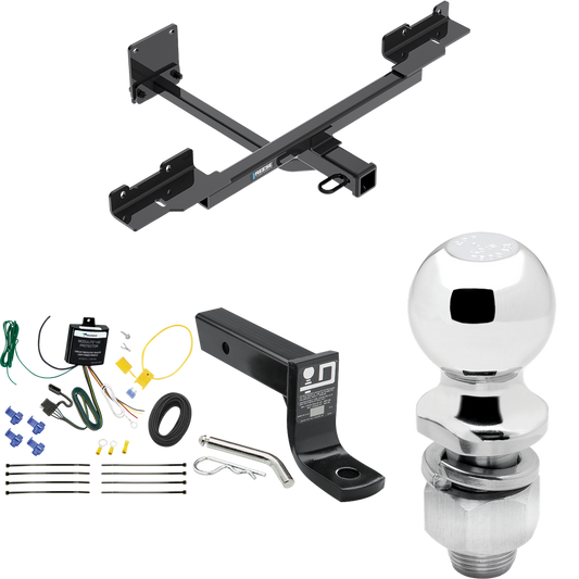 Fits 2016-2019 Mercedes-Benz GLE350 Trailer Hitch Tow PKG w/ 4-Flat Wiring + Ball Mount w/ 4" Drop + 2" Ball (Excludes: w/Active Curve System Models) By Reese Towpower