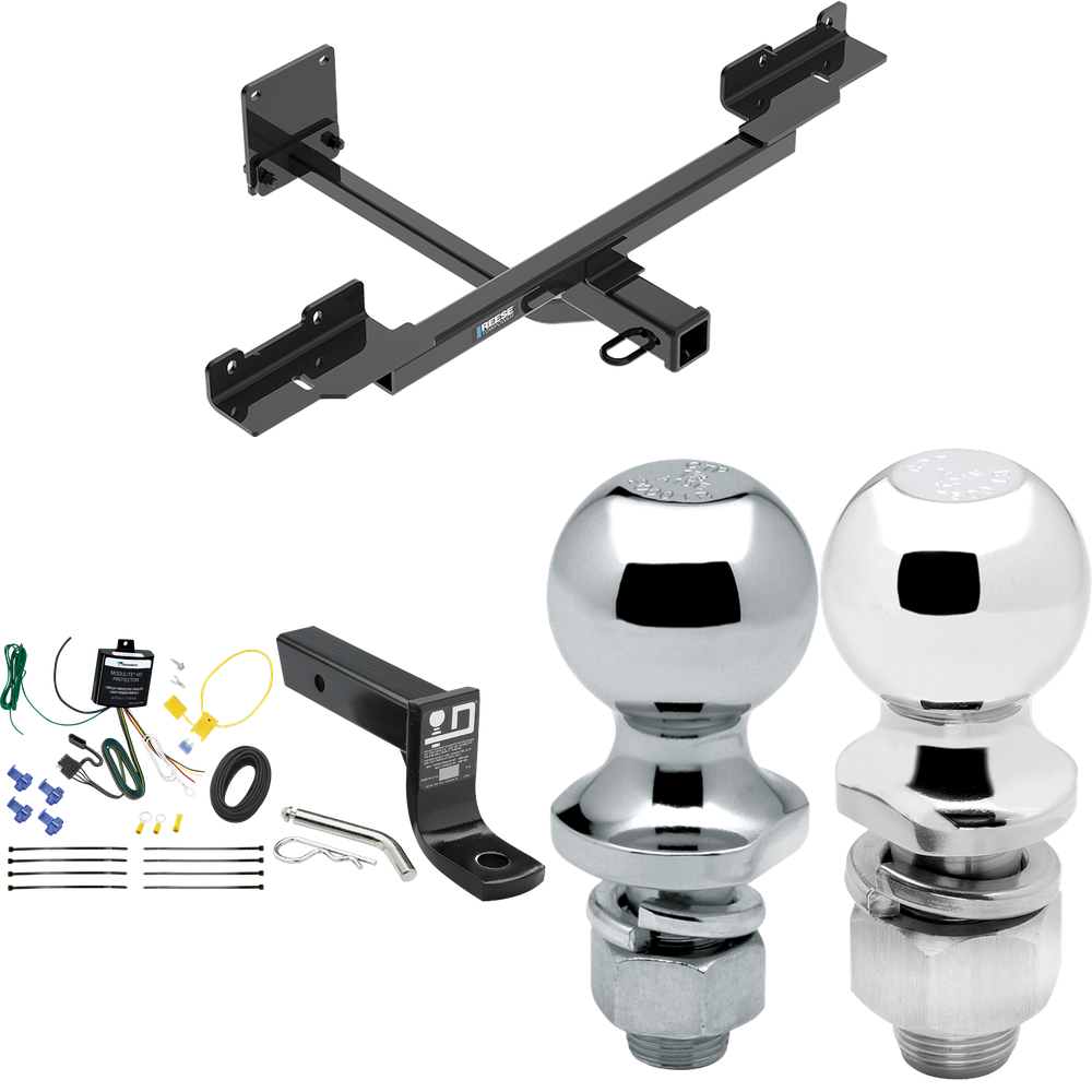 Se adapta al paquete de enganche de remolque Mercedes-Benz ML350 2012-2015 con cableado plano de 4 + soporte de bola con caída de 4" + bola de 2" + bola de 1-7/8" (excluye: con modelos con sistema de curva activa) de Reese potencia de remolque