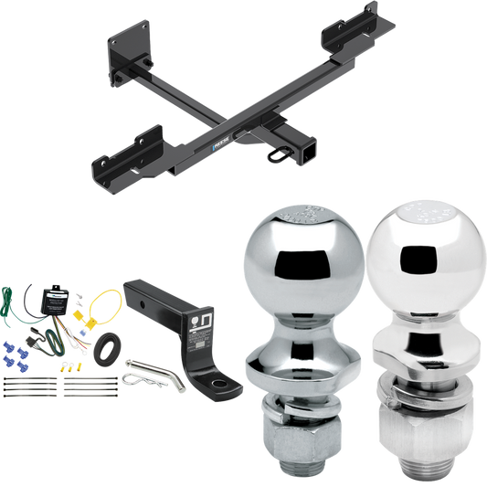 Fits 2012-2015 Mercedes-Benz ML350 Trailer Hitch Tow PKG w/ 4-Flat Wiring + Ball Mount w/ 4" Drop + 2" Ball + 1-7/8" Ball (Excludes: w/Active Curve System Models) By Reese Towpower