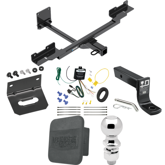 Fits 2016-2019 Mercedes-Benz GLE350 Trailer Hitch Tow PKG w/ 4-Flat Wiring + Ball Mount w/ 4" Drop + 2-5/16" Ball + Wiring Bracket + Hitch Cover (Excludes: w/Active Curve System Models) By Reese Towpower