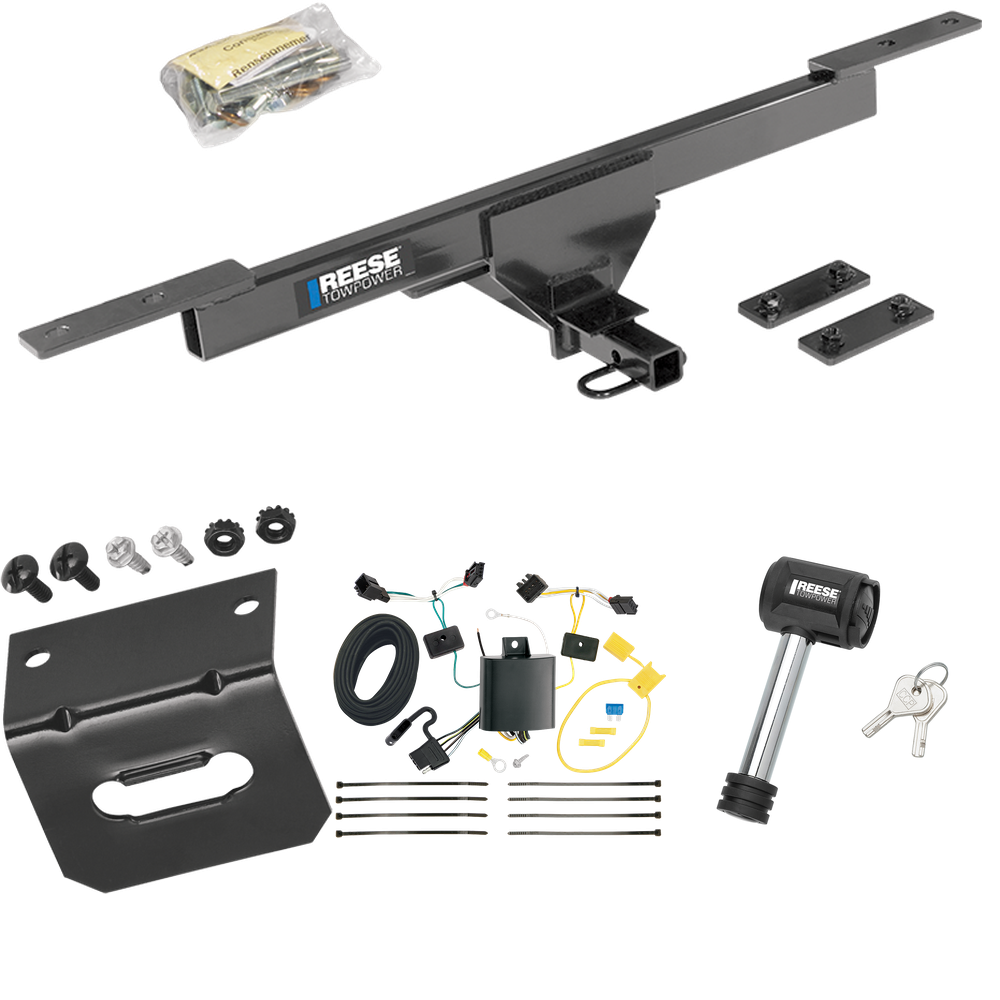 Fits 2012-2019 Volkswagen Passat Trailer Hitch Tow PKG w/ 4-Flat Wiring Harness + Wiring Bracket + Hitch Lock (For Sedan Models) By Reese Towpower