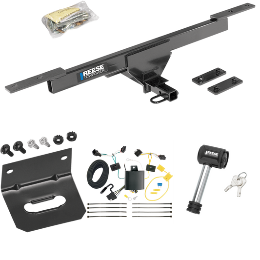 Fits 2012-2019 Volkswagen Passat Trailer Hitch Tow PKG w/ 4-Flat Wiring Harness + Wiring Bracket + Hitch Lock (For Sedan Models) By Reese Towpower