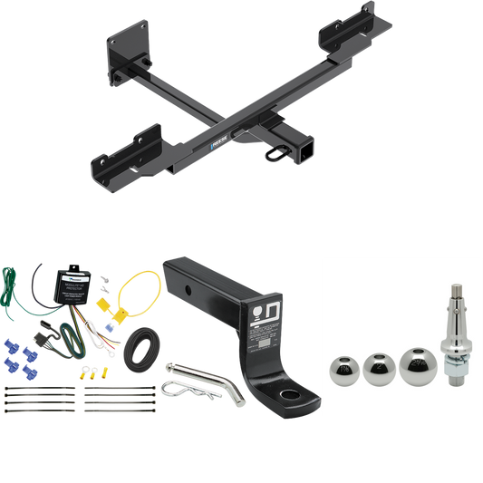 Fits 2016-2019 Mercedes-Benz GLE350 Trailer Hitch Tow PKG w/ 4-Flat Wiring + Ball Mount w/ 4" Drop + Interchangeable Ball 1-7/8" & 2" & 2-5/16" (Excludes: w/Active Curve System Models) By Reese Towpower