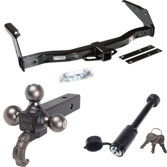 Fits 1978-1980 Dodge B100 Trailer Hitch Tow PKG + Triple Ball Tactical Ball Mount 1-7/8" & 2" & 2-5/16" Balls w/ Tow Hook + Tactical Dogbone Lock By Draw-Tite