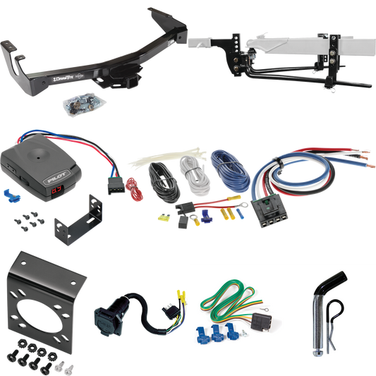 Fits 1999-2000 Dodge Ram 2500 Van Trailer Hitch Tow PKG w/ 11.5K Round Bar Weight Distribution Hitch w/ 2-5/16" Ball + Pin/Clip + Pro Series Pilot Brake Control + Generic BC Wiring Adapter + 7-Way RV Wiring (Excludes: w/Factory Step Bumper Models) By