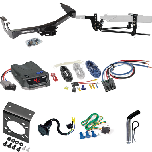 Fits 1994-1994 Dodge B250 Trailer Hitch Tow PKG w/ 11.5K Round Bar Weight Distribution Hitch w/ 2-5/16" Ball + Pin/Clip + Tekonsha BRAKE-EVN Brake Control + Generic BC Wiring Adapter + 7-Way RV Wiring (Excludes: w/Factory Step Bumper Models) By Draw-