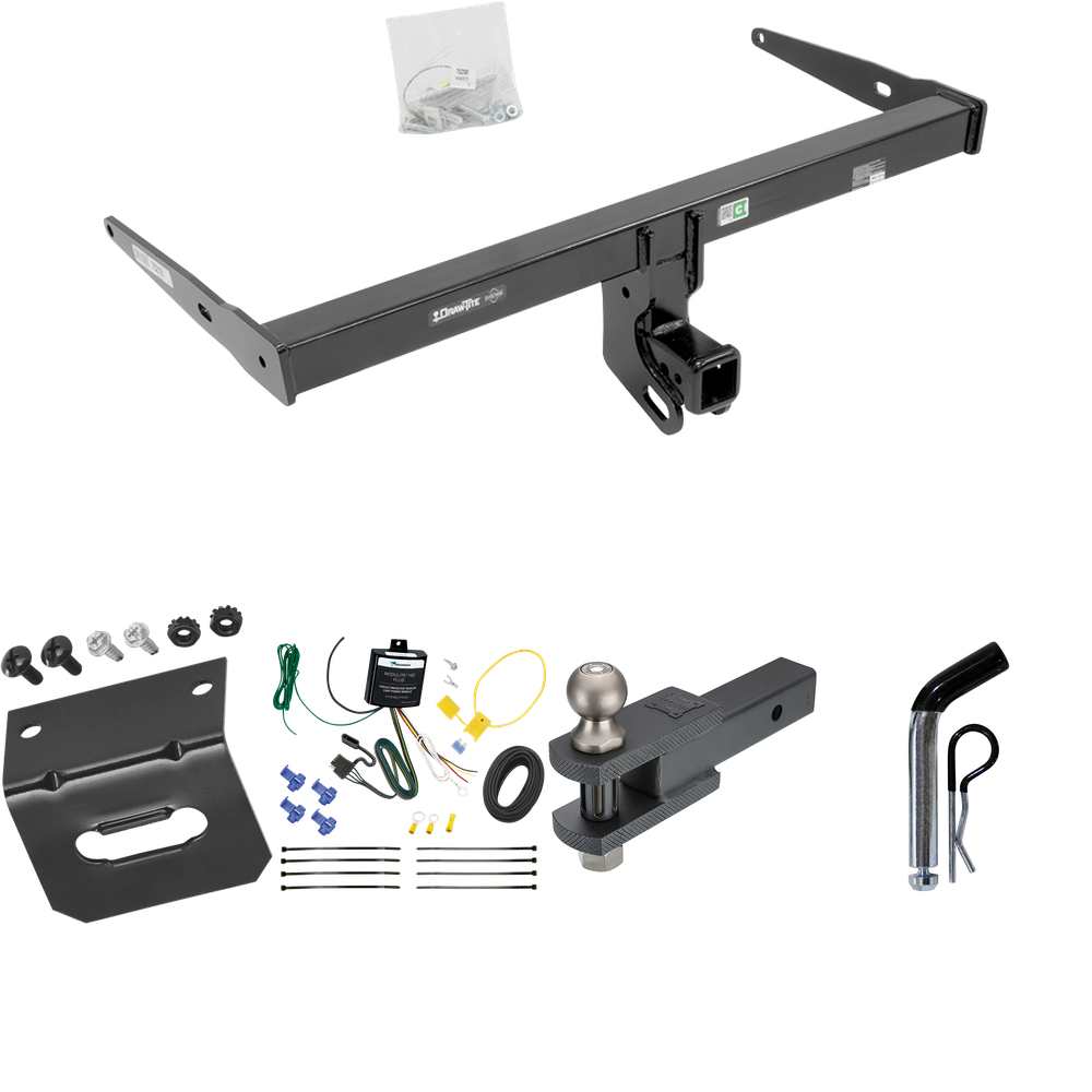 Fits 2013-2018 Audi Q3 Trailer Hitch Tow PKG w/ 4-Flat Wiring Harness + Clevis Hitch Ball Mount w/ 2" Ball + Pin/Clip + Wiring Bracket By Draw-Tite