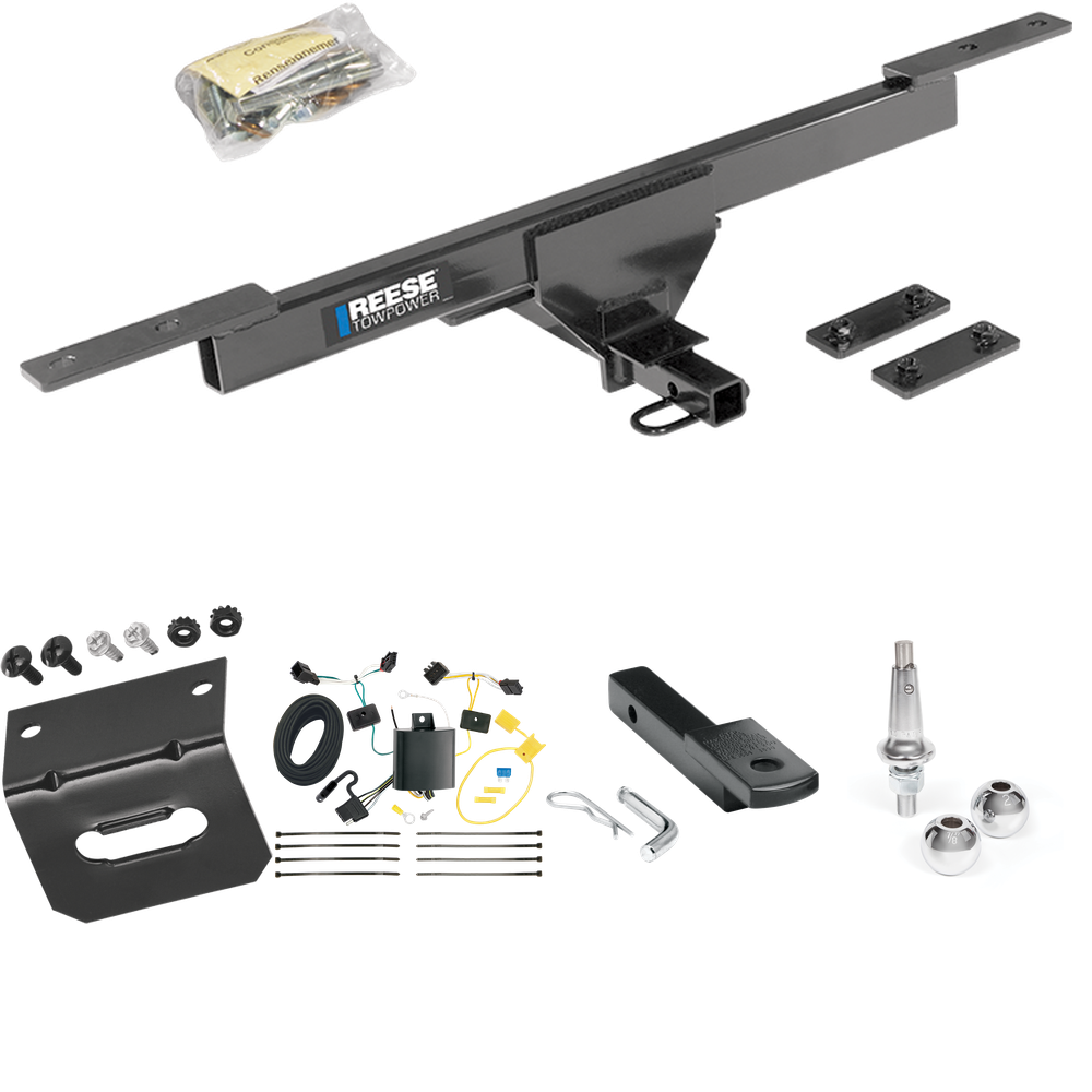 Se adapta al paquete de enganche de remolque Volkswagen Passat 2012-2019 con arnés de cableado de 4 planos + barra de tracción + bolas intercambiables de 1-7/8" y 2" + soporte de cableado (para modelos sedán) de Reese Towpower