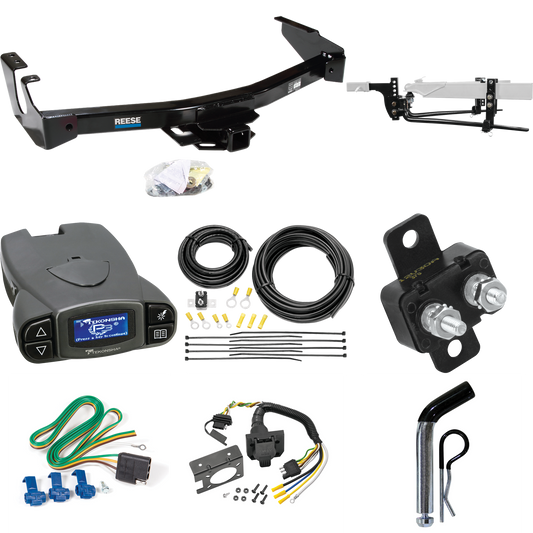 Fits 1994-1994 Dodge B250 Trailer Hitch Tow PKG w/ 11.5K Round Bar Weight Distribution Hitch w/ 2-5/16" Ball + Pin/Clip + Tekonsha Prodigy P3 Brake Control + 7-Way RV Wiring (Excludes: w/Factory Step Bumper Models) By Reese Towpower