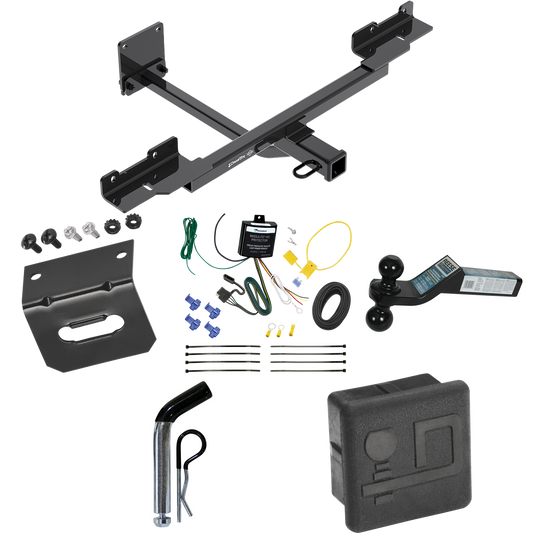 Fits 2016-2019 Mercedes-Benz GLE350 Trailer Hitch Tow PKG w/ 4-Flat Wiring + Dual Ball Ball Mount 2" & 2-5/16" Trailer Balls + Pin/Clip + Wiring Bracket + Hitch Cover (Excludes: w/Active Curve System Models) By Draw-Tite