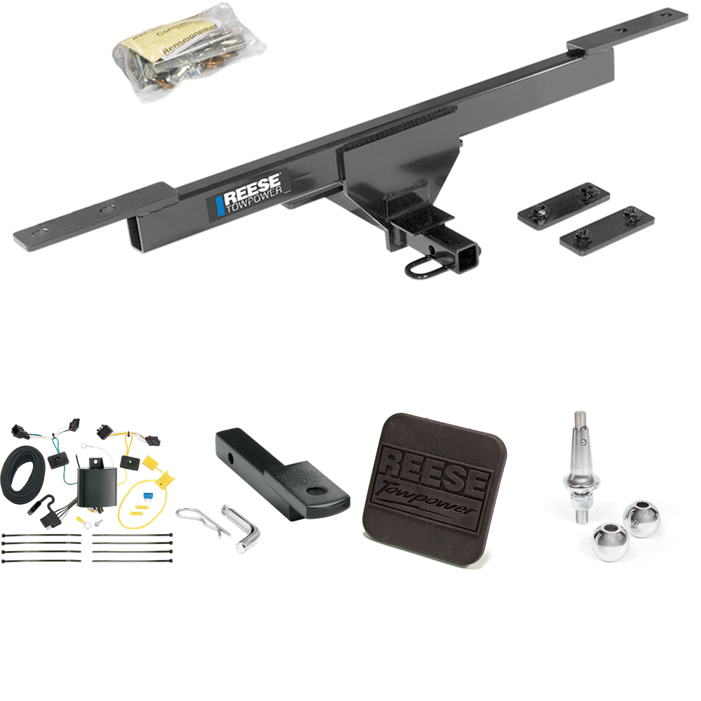 Fits 2012-2019 Volkswagen Passat Trailer Hitch Tow PKG w/ 4-Flat Wiring Harness + Draw-Bar + Interchangeable 1-7/8" & 2" Balls + Hitch Cover (For Sedan Models) By Reese Towpower