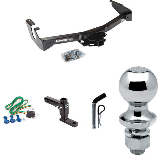 Fits 1999-2000 Dodge Ram 2500 Van Trailer Hitch Tow PKG w/ 4-Flat Wiring + Adjustable Drop Rise Ball Mount + Pin/Clip + 1-7/8" Ball (Excludes: w/Factory Step Bumper Models) By Draw-Tite