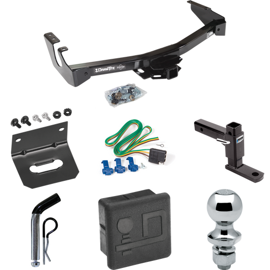 Fits 1994-1994 Dodge B350 Trailer Hitch Tow PKG w/ 4-Flat Wiring + Adjustable Drop Rise Ball Mount + Pin/Clip + 1-7/8" Ball + Wiring Bracket + Hitch Cover (Excludes: w/Factory Step Bumper Models) By Draw-Tite