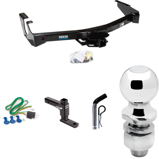 Fits 1995-1998 Dodge B3500 Trailer Hitch Tow PKG w/ 4-Flat Wiring + Adjustable Drop Rise Ball Mount + Pin/Clip + 2" Ball (Excludes: w/Factory Step Bumper Models) By Reese Towpower