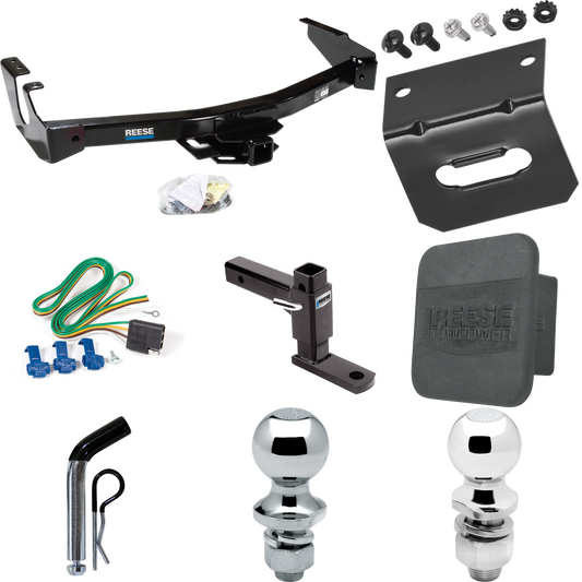 Fits 1999-2000 Dodge Ram 3500 Van Trailer Hitch Tow PKG w/ 4-Flat Wiring + Adjustable Drop Rise Ball Mount + Pin/Clip + 2" Ball + 1-7/8" Ball + Wiring Bracket + Hitch Cover (Excludes: w/Factory Step Bumper Models) By Reese Towpower