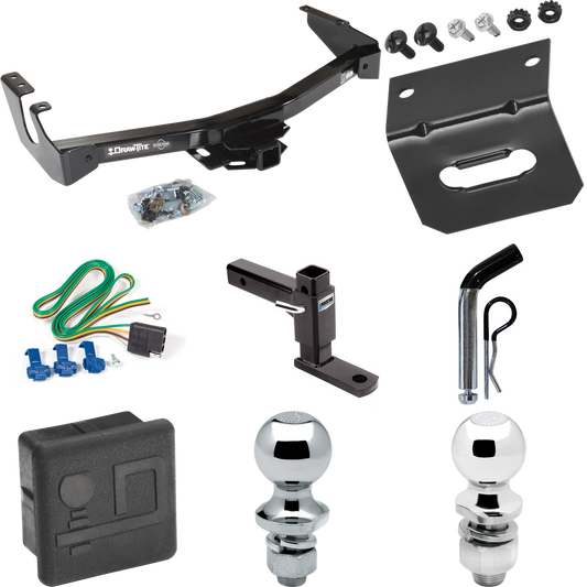 Fits 1994-1994 Dodge B150 Trailer Hitch Tow PKG w/ 4-Flat Wiring + Adjustable Drop Rise Ball Mount + Pin/Clip + 2" Ball + 1-7/8" Ball + Wiring Bracket + Hitch Cover (Excludes: w/Factory Step Bumper Models) By Draw-Tite