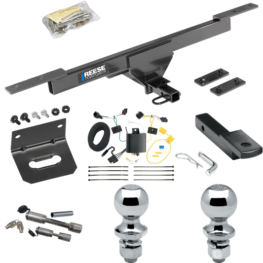 Fits 2012-2019 Volkswagen Passat Trailer Hitch Tow PKG w/ 4-Flat Wiring Harness + Draw-Bar + 1-7/8" + 2" Ball + Wiring Bracket + Dual Hitch & Coupler Locks (For Sedan Models) By Reese Towpower