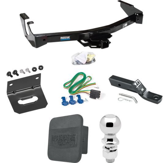 Fits 1999-2000 Dodge Ram 3500 Van Trailer Hitch Tow PKG w/ 4-Flat Wiring + Ball Mount w/ 2" Drop + 2-5/16" Ball + Wiring Bracket + Hitch Cover (Excludes: w/Factory Step Bumper Models) By Reese Towpower