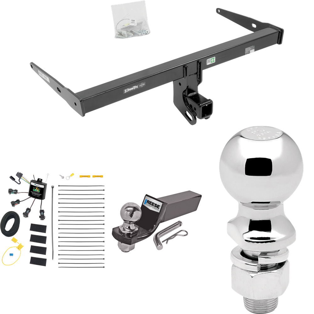 Fits 2013-2018 Audi Q3 Trailer Hitch Tow PKG w/ 4-Flat Zero Contact "No Splice" Wiring + Starter Kit Ball Mount w/ 2" Drop & 2" Ball + 2-5/16" Ball By Draw-Tite