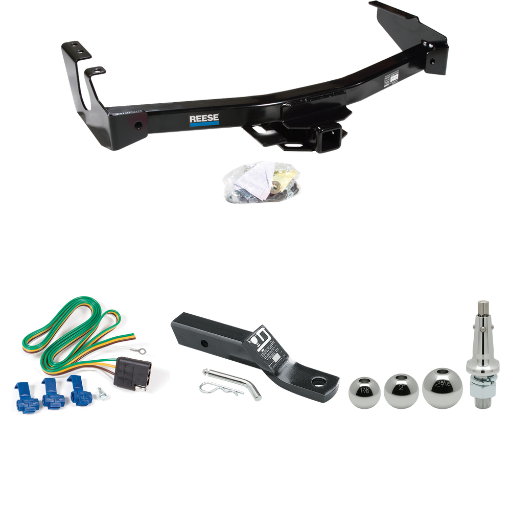 Fits 1999-2000 Dodge Ram 2500 Van Trailer Hitch Tow PKG w/ 4-Flat Wiring + Ball Mount w/ 2" Drop + Interchangeable Ball 1-7/8" & 2" & 2-5/16" (Excludes: w/Factory Step Bumper Models) By Reese Towpower