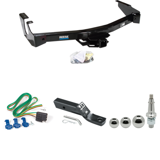 Fits 1999-2000 Dodge Ram 2500 Van Trailer Hitch Tow PKG w/ 4-Flat Wiring + Ball Mount w/ 2" Drop + Interchangeable Ball 1-7/8" & 2" & 2-5/16" (Excludes: w/Factory Step Bumper Models) By Reese Towpower